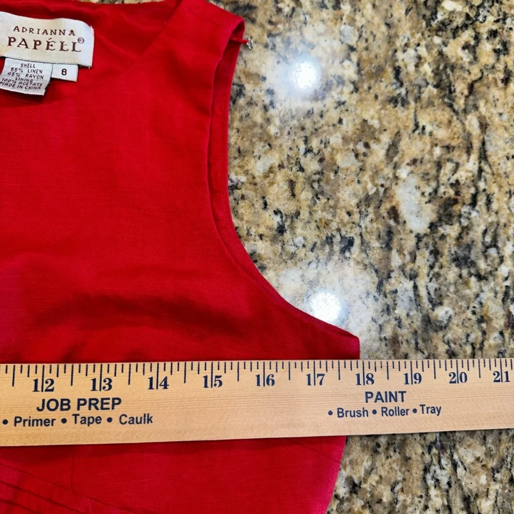 Adrianna Papel women’s red linen blend sleeveless dress. Size 8 - Picture 6 of 6